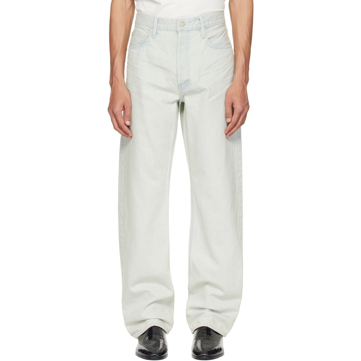 Fear of God Blue Bleach Washed Denim Straight 5 Pocket Jeans