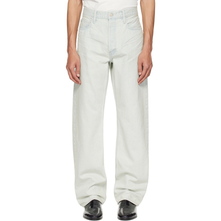 Photo: Fear of God Blue Bleach Washed Denim Straight 5 Pocket Jeans