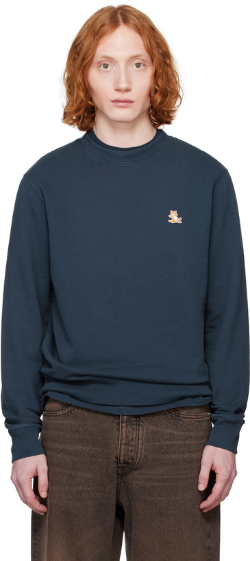 Photo: Maison Kitsuné Navy Chill Patch Regular Sweatshirt