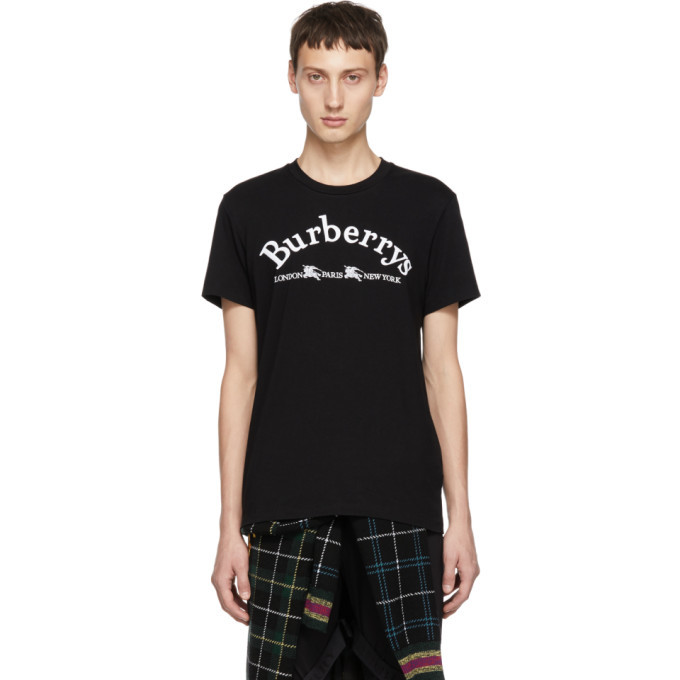 Photo: Burberry Black Archive Embroidered Logo Cotton T-Shirt