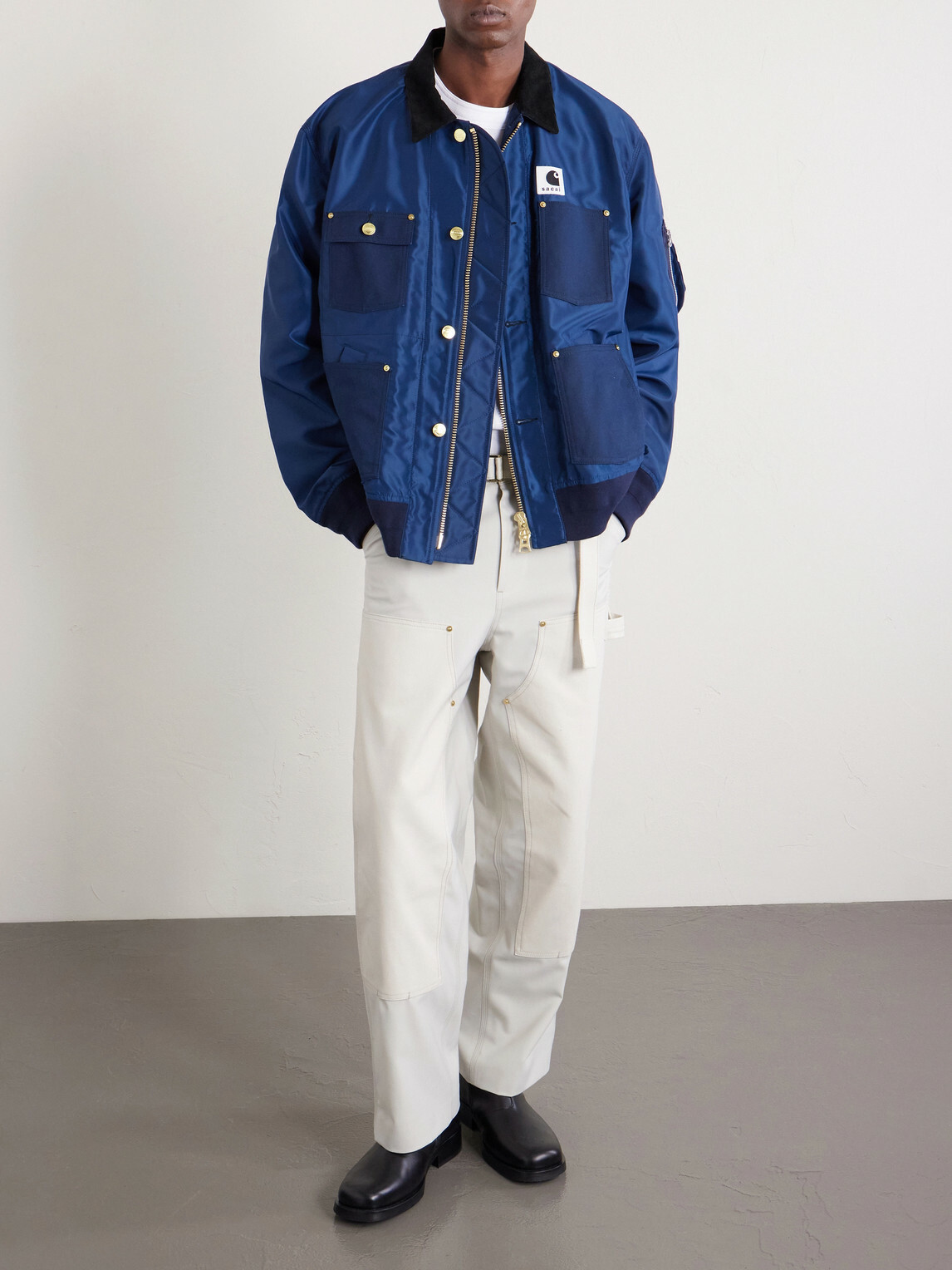 Sacai - Carhart WIP Padded Shell and Cotton-Twill Bomber Jacket - Blue