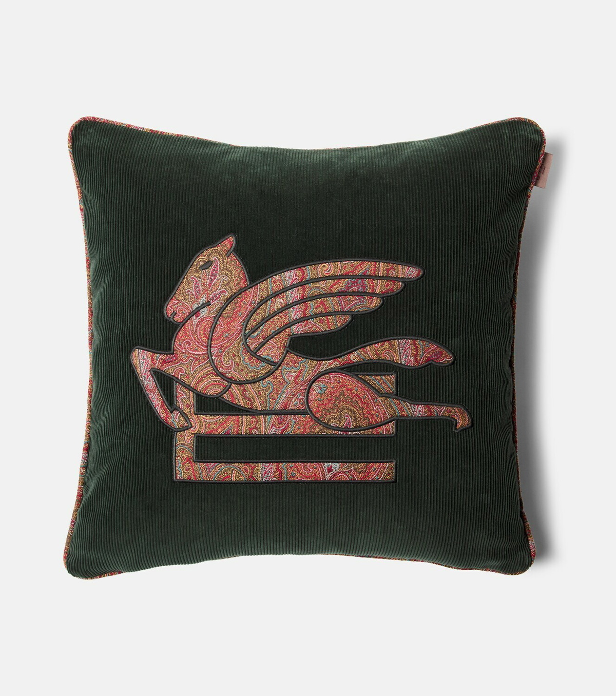 Etro Pegaso embroidered cotton velvet cushion