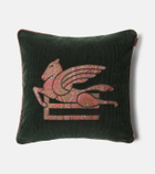 Etro Pegaso embroidered cotton velvet cushion
