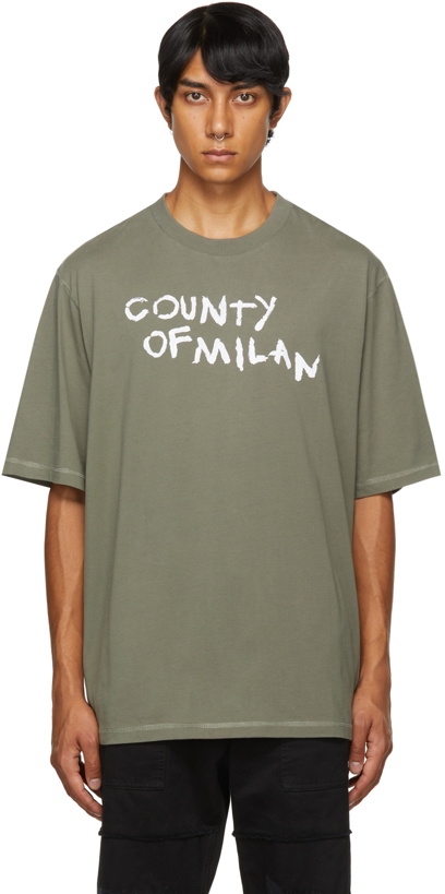 Photo: Marcelo Burlon County of Milan Khaki Tempera Script T-Shirt