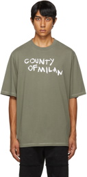 Marcelo Burlon County of Milan Khaki Tempera Script T-Shirt