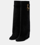 Givenchy Shark Lock suede knee-high boots