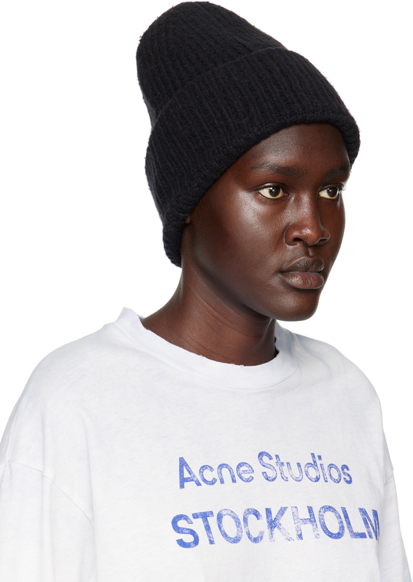Acne Studios Black Ribbed Beanie Acne Studios