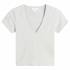Good American Women's Super Stretch V-Neck Baby T-Shirt in Heather Grey