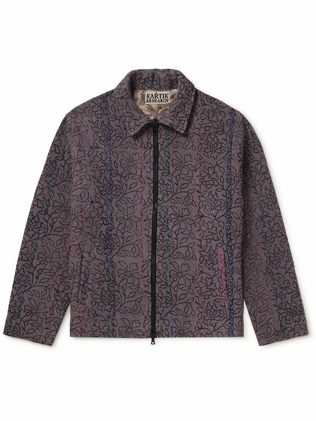 Photo: Kartik Research - Quilted Printed Cotton Jacket - Purple