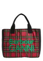 Barbour X Ganni Logo-embroidered Tartan Waxed Cotton Tote - Red - One Size