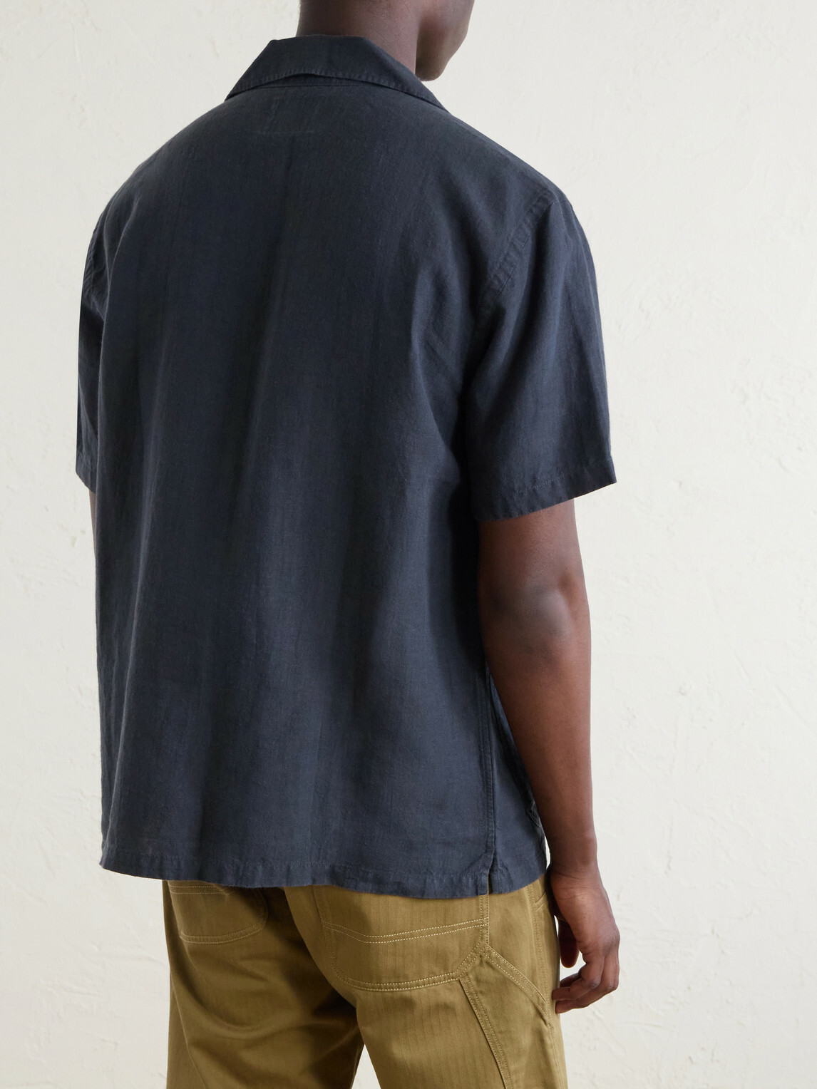Drake's - Camp-Collar Linen Shirt - Blue