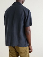 Drake's - Camp-Collar Linen Shirt - Blue