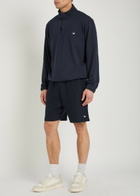 Emporio Armani Logo-embroidered Half-zip Cotton-blend Sweatshirt Navy