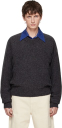 LEMAIRE Black Boxy V Neck Sweater