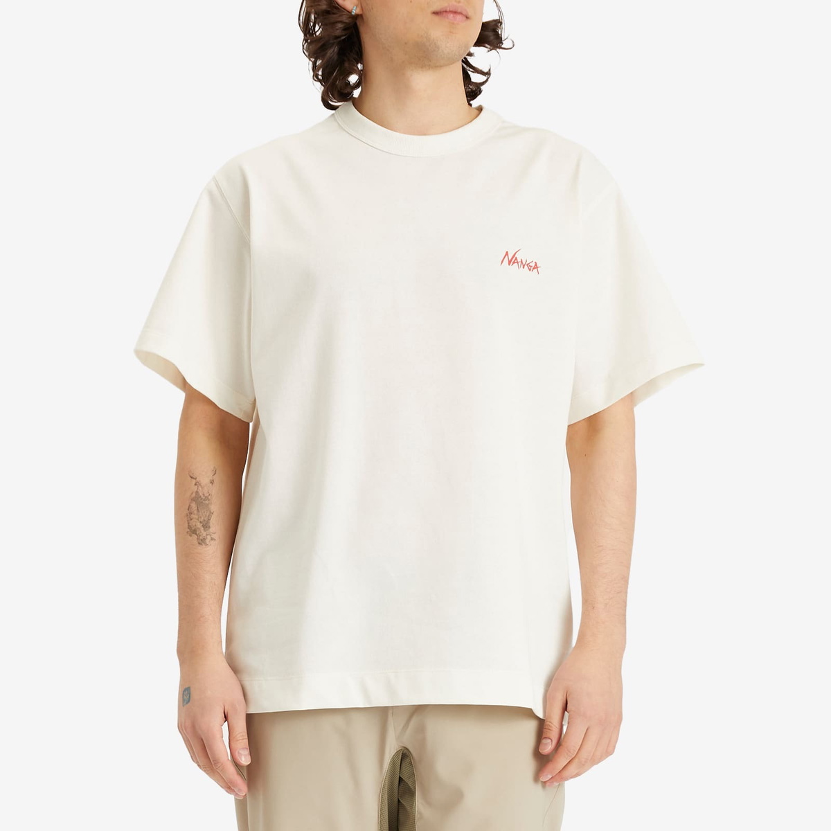 NANGA Men's Eco Hybrid Big Bass T-Shirt in White Nanga