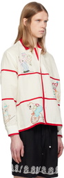 HARAGO White & Red Whimsy Embroidered Shirt