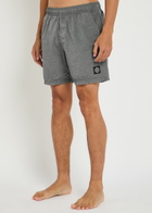 Stone Island Logo Crinkled Nylon Swim Shorts Grey
