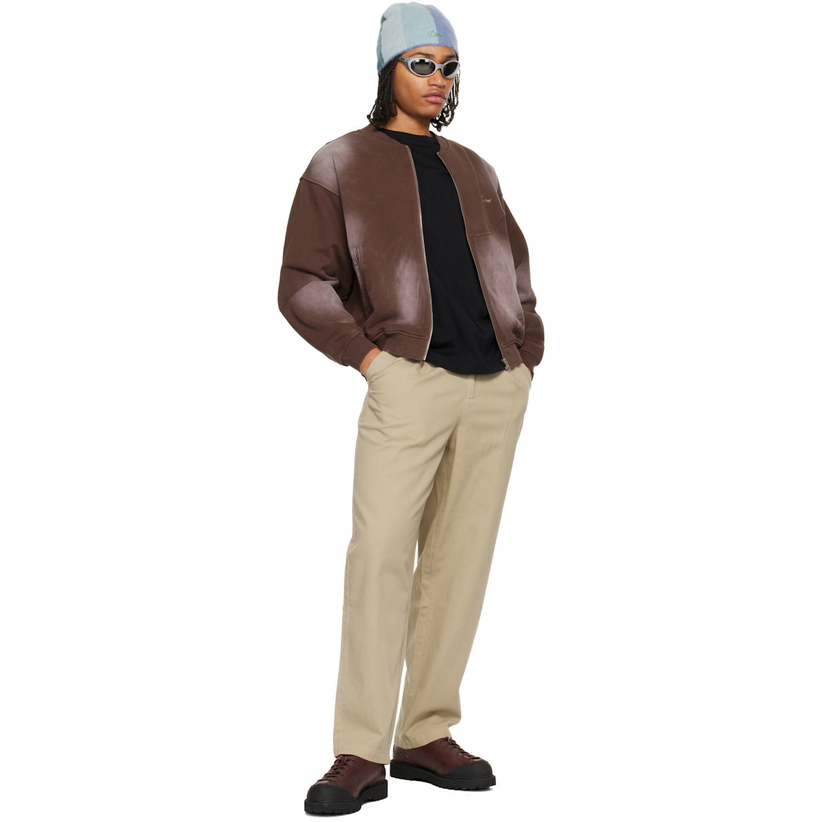 Dime Brown Faded Fleece Bomber Jacket