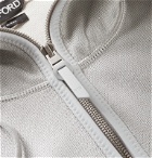 TOM FORD - Leather-Trimmed Jersey Zip-Up Hoodie - Silver