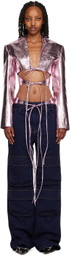 Lado Bokuchava Purple Mirror Shibari Faux-Leather Blazer