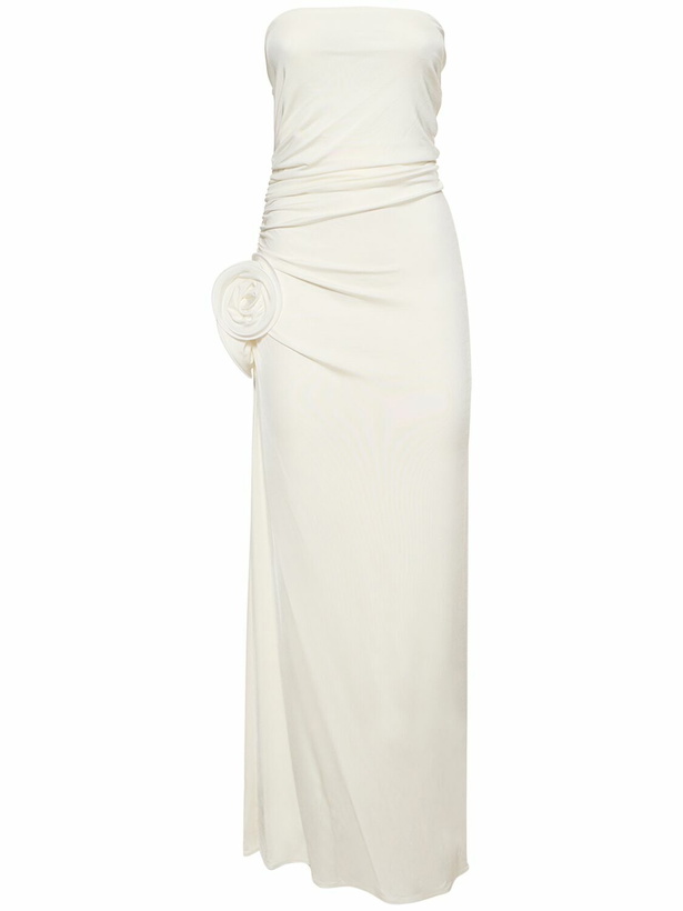 Photo: MAGDA BUTRYM Draped Jersey Long Dress with roses