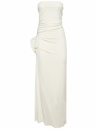 MAGDA BUTRYM Draped Jersey Long Dress with roses
