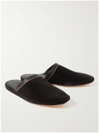 Paul Smith - Striped Leather-Trimmed Suede Slippers - Black