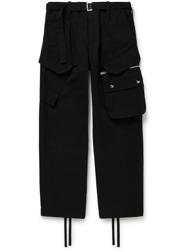 Photo: Sacai - Cotton-Blend Oxford Cargo Trousers - Black