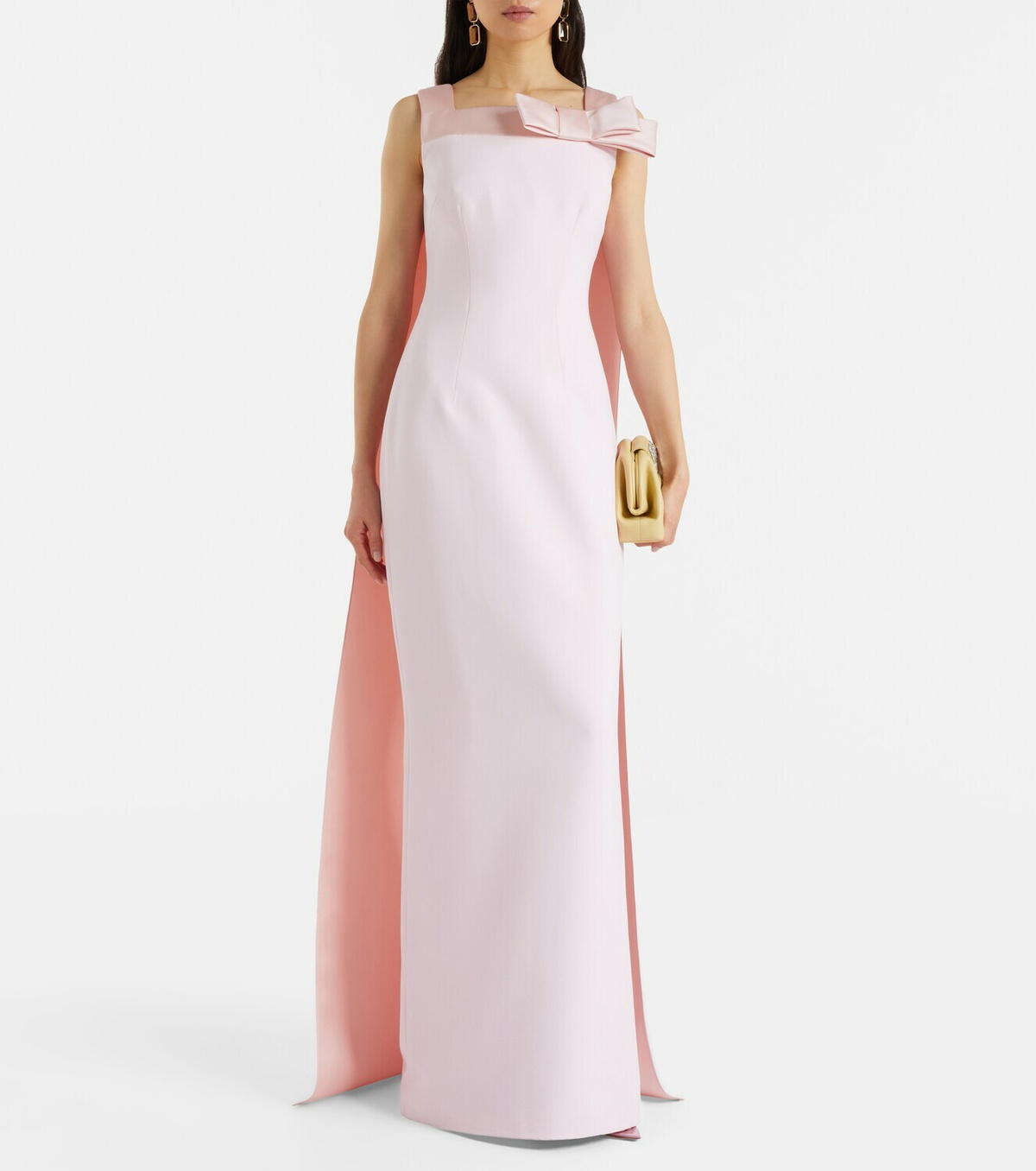 Safiyaa Harley caped crêpe gown