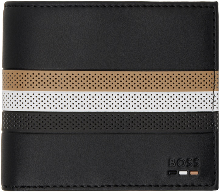 Photo: BOSS Black Perforated Stripe Faux-Leather Wallet