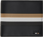 BOSS Black Perforated Stripe Faux-Leather Wallet