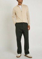 Aurélien Full zip Knit Merino Wool Jumper Light Brown