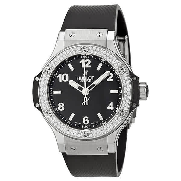 Hublot Big Bang Black Dial Diamond Black Rubber Ladies Watch 361.SX.1270.RX.1104