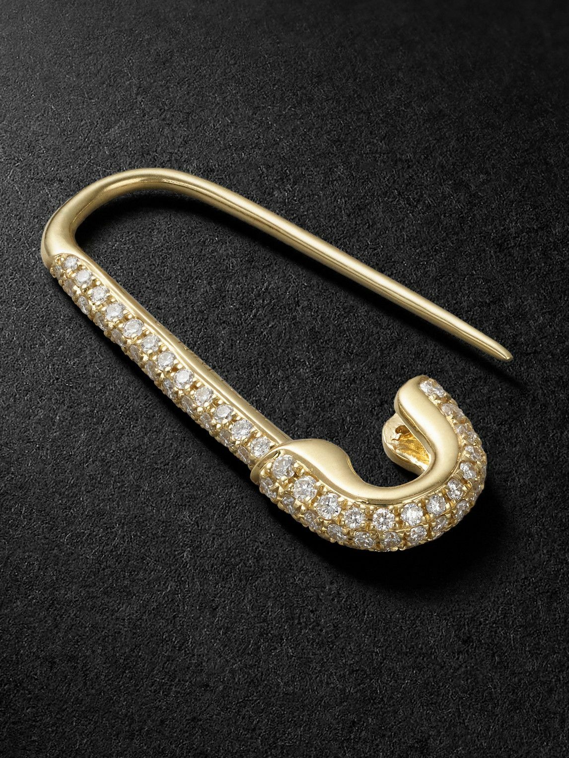 Anita Ko - Safety Pin 18-Karat Gold Diamond Single Earring