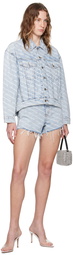 Alexander Wang Blue Printed Bite Logo Denim Shorts