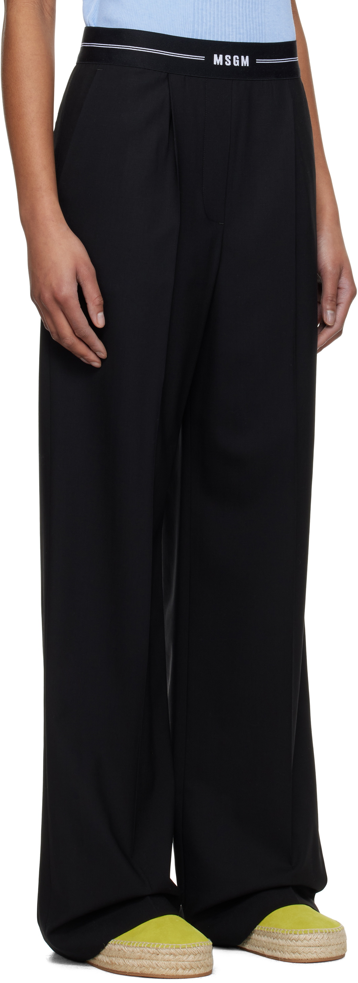 MSGM Black Pleated Trousers