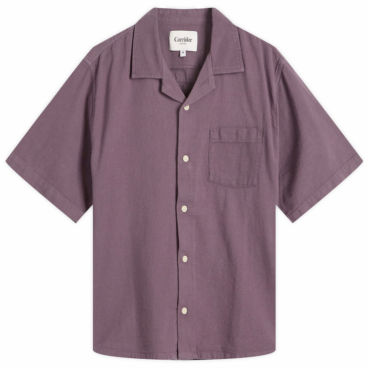 Photo: Corridor Men's Hopsack Short Sleeve Shirt in Violet