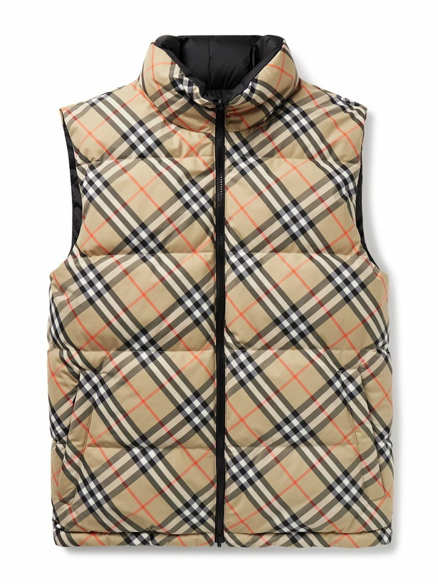 Photo: Burberry - Slim-Fit Reversible Quilted Checked Down Gilet - Neutrals