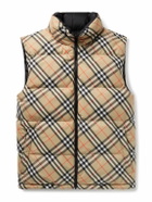 Burberry - Slim-Fit Reversible Quilted Checked Down Gilet - Neutrals