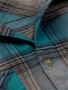 Saturdays NYC - Driessen Logo-Embroidered Checked Stretch-Cotton Flannel Overshirt - Blue