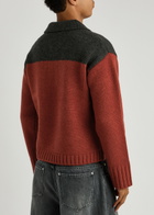 JW Anderson House-intarsia Wool Polo Jumper Dark Brown