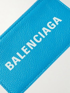 Balenciaga - Logo-Print Full-Grain Leather Zipped Cardholder with Lanyard