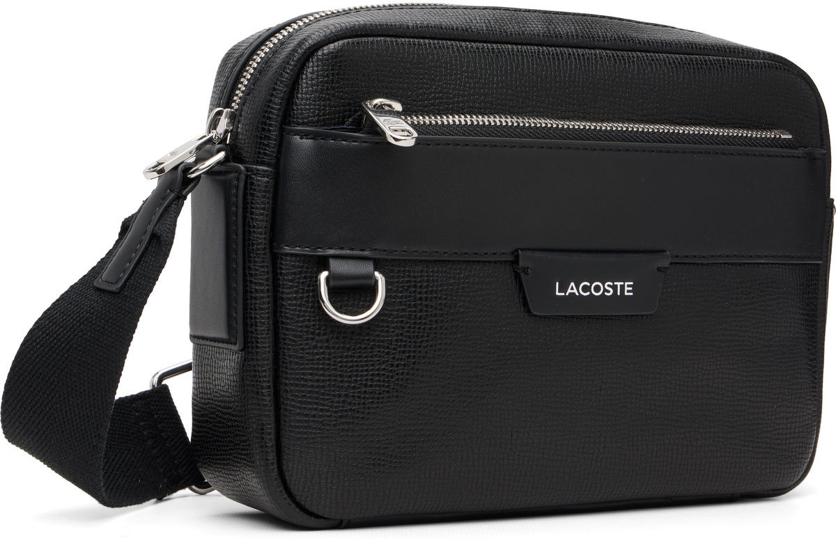 Lacoste Black Ossian Leather Reporter Bag