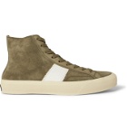 TOM FORD - Cambridge Leather-Trimmed Suede High Top Sneakers - Green