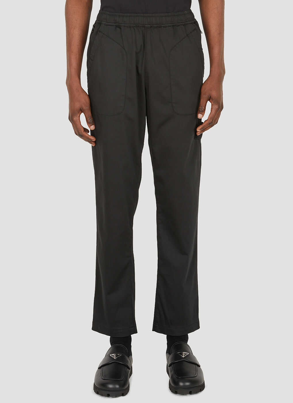 Ghost Satin Cargo Pants in Black Stone Island