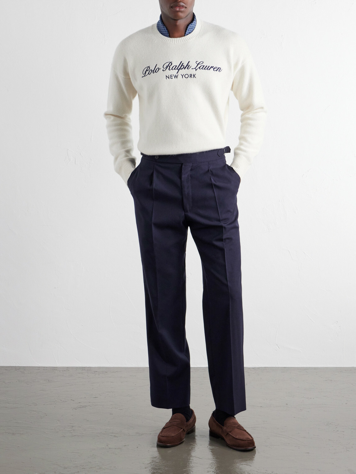 Polo Ralph Lauren - Logo-Embroidered Wool and Cotton-Blend Sweater - Neutrals