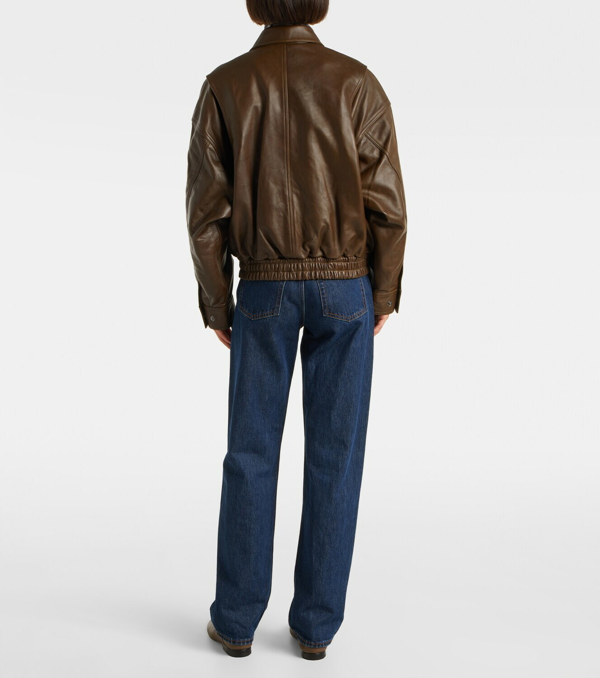 Staud Eugene leather bomber jacket