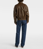Staud Eugene leather bomber jacket
