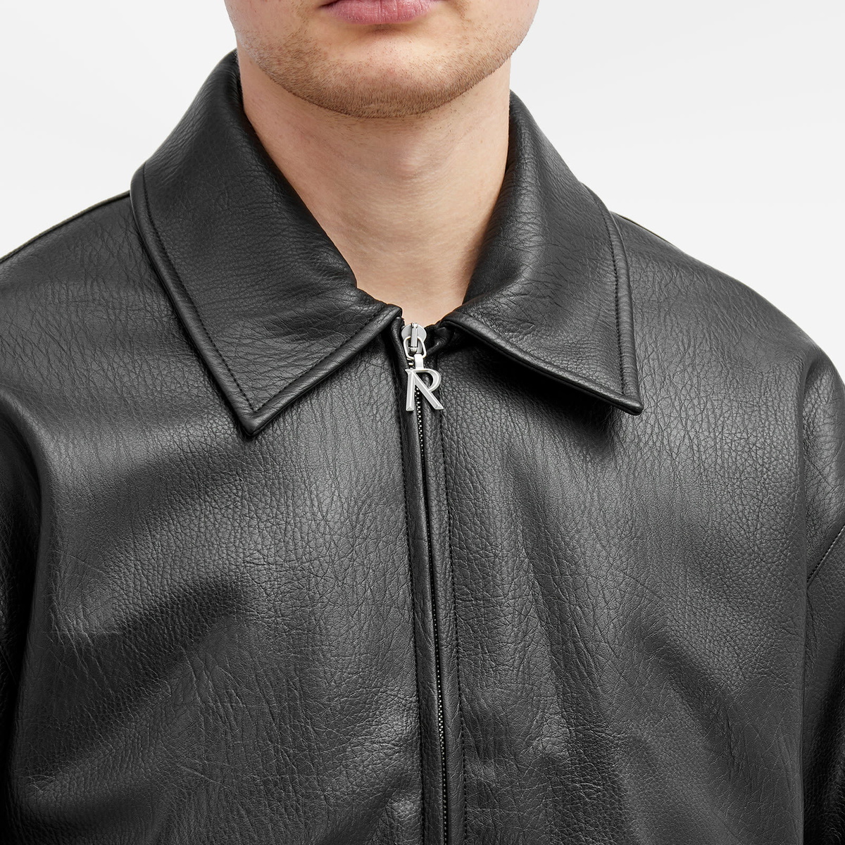 Represent Men's Faux Leather Bomber Jacket in Jet Black