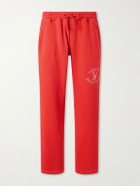 Cherry Los Angeles - Hollywood Straight-Leg Logo-Print Cotton-Jersey Sweatpants - Red